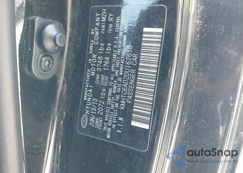 2013 Hyundai Veloster Base W/Gray from USA, damaged, VIN KMHTC6AD2DU162618